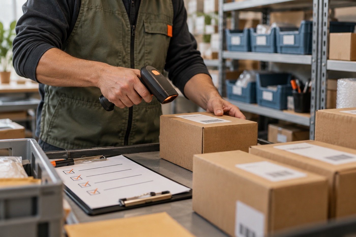 Scanning incoming cartons during an inventory handoff