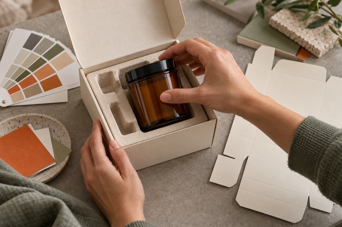 Checking a jar and protective insert inside a sample carton